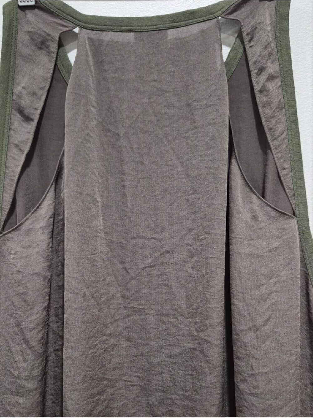 Wilfred Aritzia Olive Green Racerback Cutout Mini Dress - Size Small - Picture 6 of 8